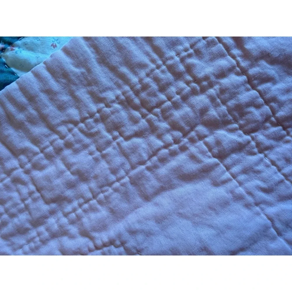 Crib size Heart Star Patchwork Quilt hand stitched